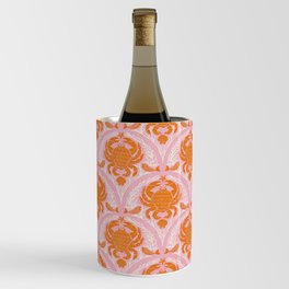 Orange Crab On Pink Pattern Wine Chiller
