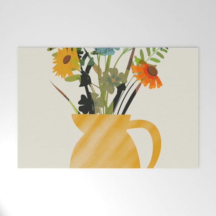 Colorful flower in vase 4 Welcome Mat