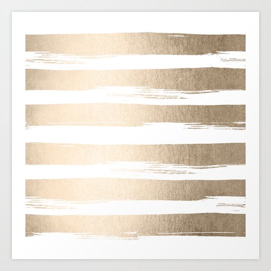 White Gold Sands Painted Thick Stripes Art Print