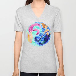 Yin Yang Mermaids V Neck T Shirt