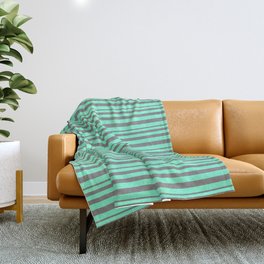 [ Thumbnail: Grey and Aquamarine Colored Striped/Lined Pattern Throw Blanket ]