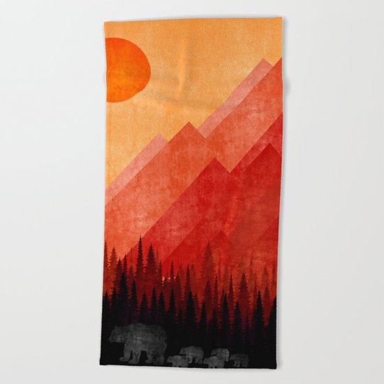 Bears road trip Beach Towel