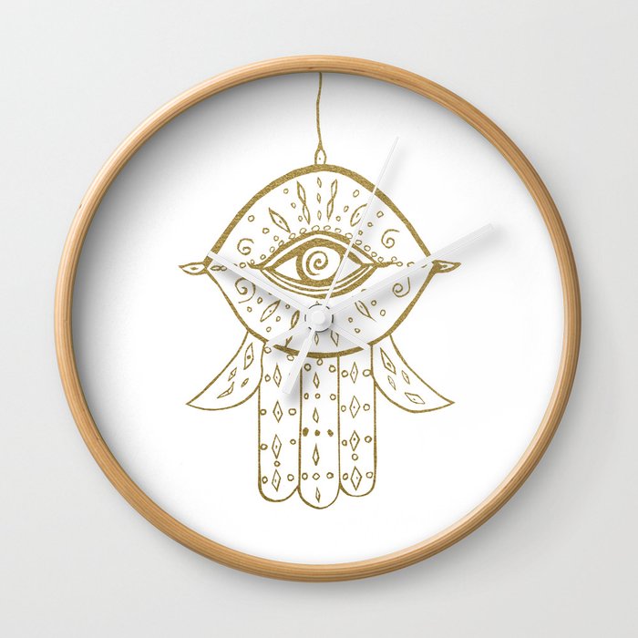 Hamsa Hand Gold On White 1 Drawing Decor Art Society6 Wall Gold On White 1 Drawing Decor Art
