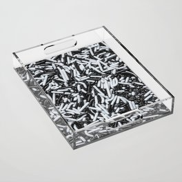 Dark Vintage Black and White Sprinkles Photograph Acrylic Tray