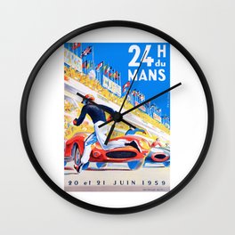 1959 24 Hours of Le Mans Race Poster Wall Clock