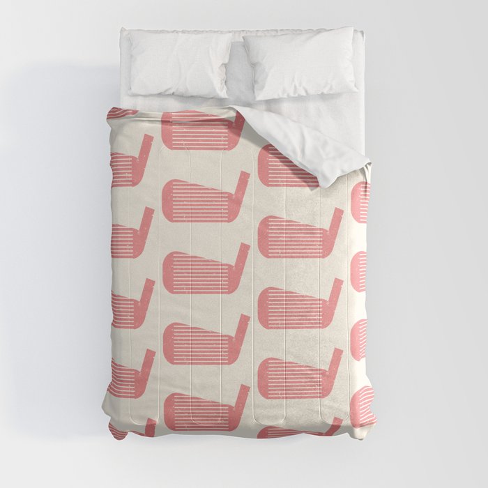 Golf Club Head Vintage Pattern (Beige/Pink) Comforter