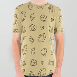 Tan and Black Gems Pattern All Over Graphic Tee