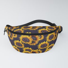 Sunflowers yellow navy blue elegant colorful pattern Fanny Pack