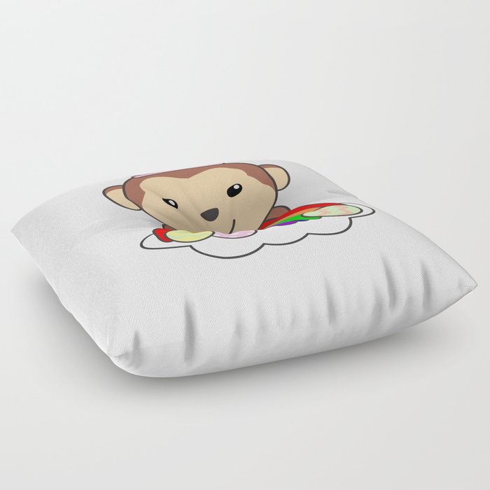 Happy Easter Cute Monkey For Easter With Rainbow Floor Pillow