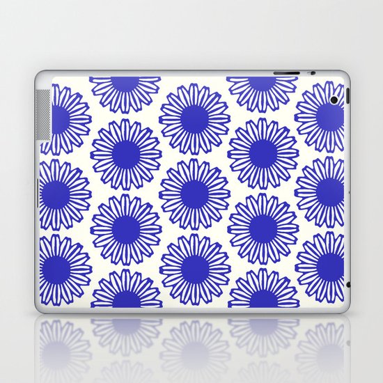 vintage flowers blue Laptop & iPad Skin