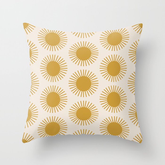 Golden Sun Pattern Throw Pillow