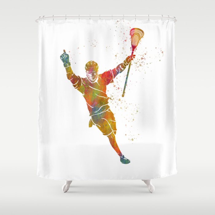 Lacrosse in watercolor Shower Curtain