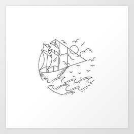 Adventurer Art Print | Adventurer, Lines, Ship, Ocean, Sunset, Nature, Outdoor, Graphicdesign, Outside, Sunrise 