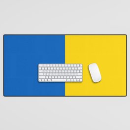 Sapphire and Yellow Solid Shapes Ukraine Flag Colors 100 Percent Commission Donated To IRC Read Bio Desk Mat