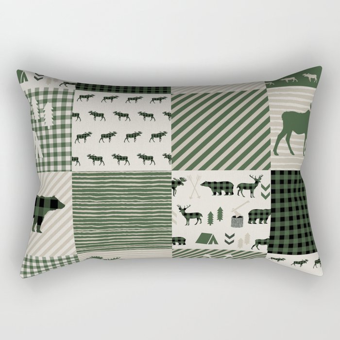 Camping Hunter Green Plaid Quilt Cheater Quilt Baby Nursery Cute