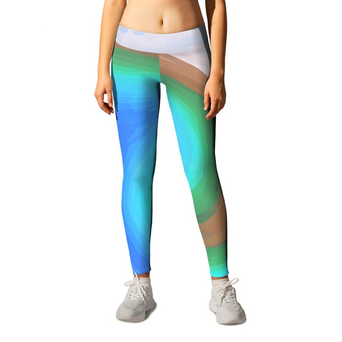 Abstract ocean perfect wave and earth Leggings