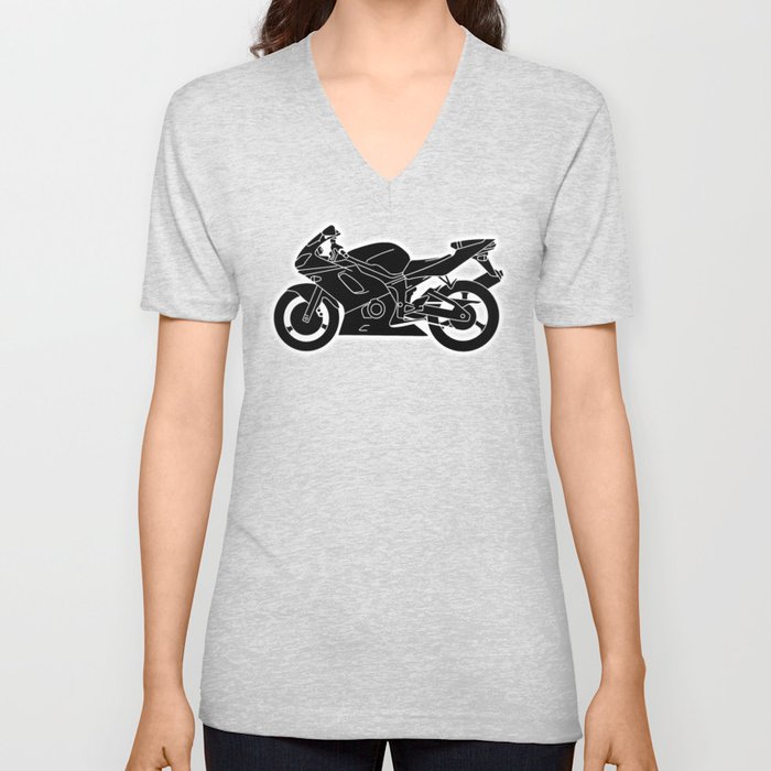 Motorcycle Silhouette. V Neck T Shirt