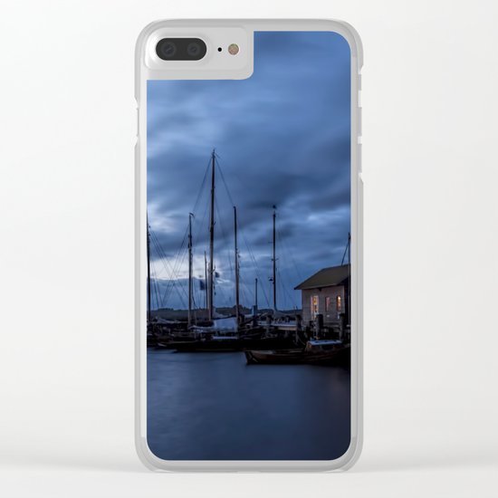 Blue memories- Blue hour at an harbour at the Sea #Society6 Clear iPhone Case