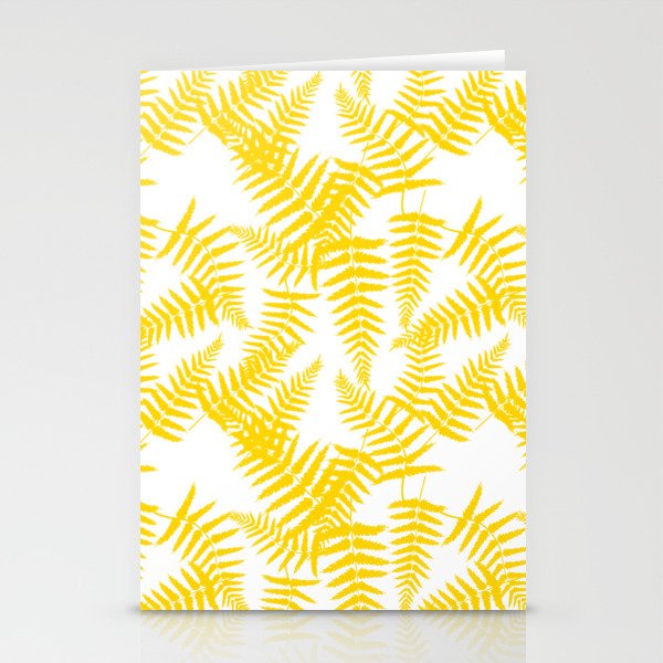 Yellow Silhouette Fern Leaves Pattern Stationery Cards