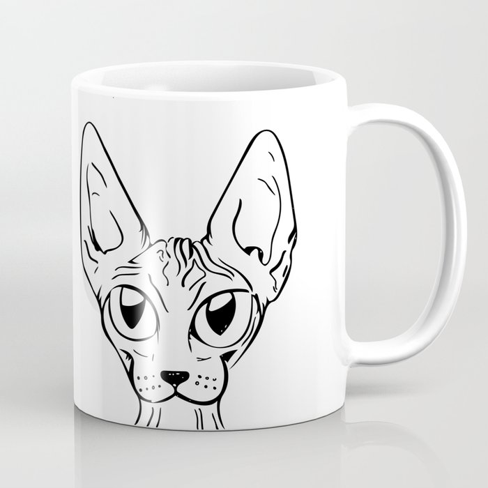 Sphynx Cat Cartoon Sphynx Cat Drawing Sphynx Illustration Black And White Ink Coffee Mug By Ananovakovic Society6,Easy Cute Cartoon Dog Face