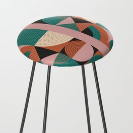 Dusty Pink Mid Century Modern Abstract Shapes  Counter Stool