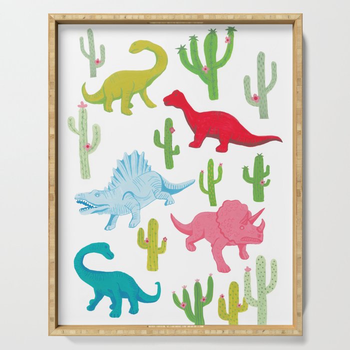Dinosaurs and Cacti Serving Tray
