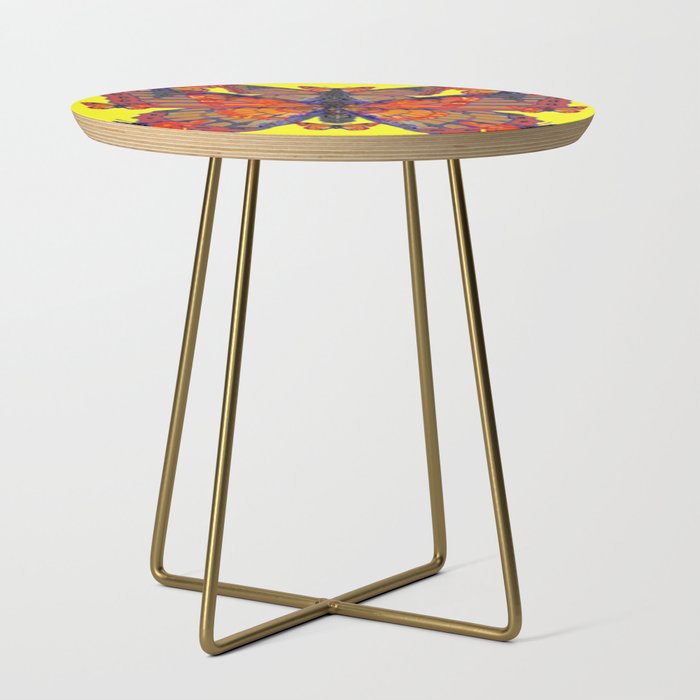 MONARCH BUTTERFLY ABSTRACT YELLOW  ART Side Table