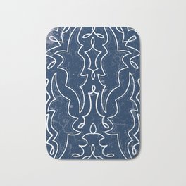 Vintaged/Distressed Cowboy Boot Stitch Pattern in Blue Bath Mat | Country, Tribal, Cowboy, Blue, Boots, Graphicdesign, Vintage, Distressed, Design, Denim 