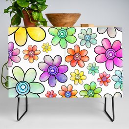 Doodle Daisy Flower Pattern 06 Credenza