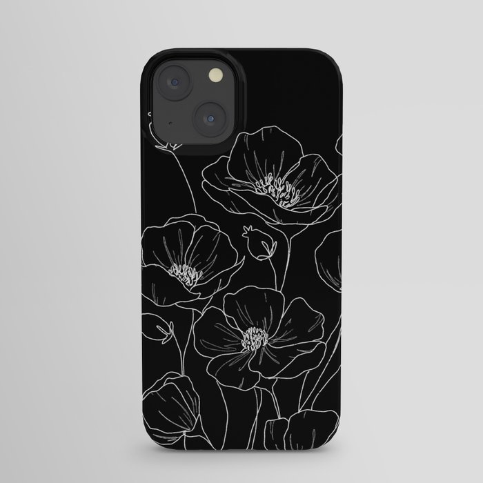 Poppies- black and white iPhone Case