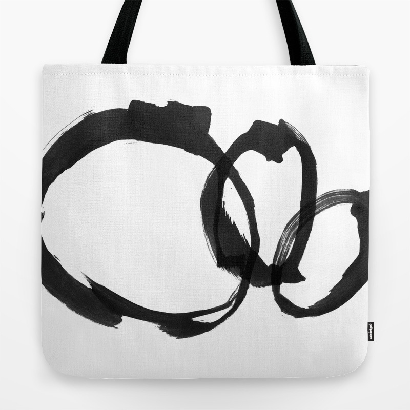 Black And White Round Abstract Shapes Minimalist Ink Painting