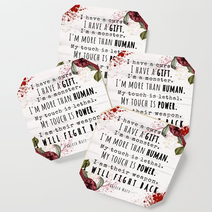 I Will Fight Back Shatter Me By Tahereh Mafi Coaster By Spideyscents Society6