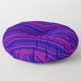 [ Thumbnail: Purple & Dark Blue Colored Pattern of Stripes Floor Pillow ]