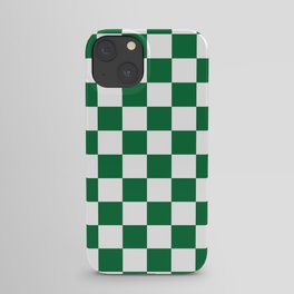 Checkered (Dark Green & White Pattern) iPhone Case