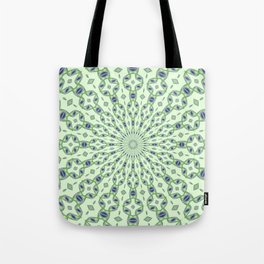 Radial Pattern In Blue and Pale Green On Buff White Tote Bag
