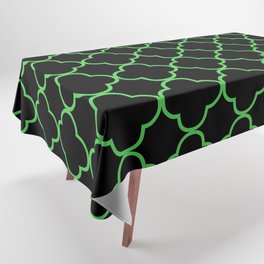Quatrefoil (Green & Black Pattern) Tablecloth