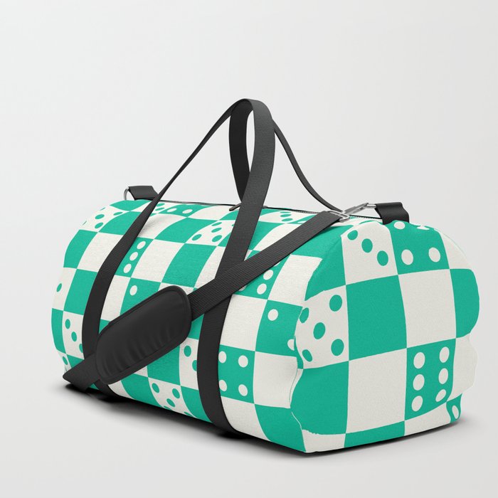 Checkered Dice Pattern (Creamy Milk & Fresh Mint Green Color Palette) Duffle Bag