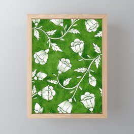 Indian Floral Print Pattern - Green Framed Mini Art Print