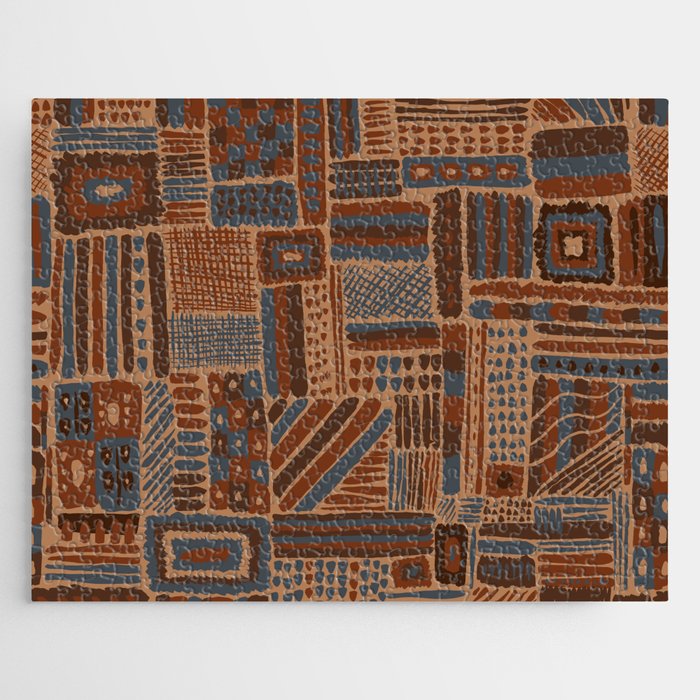 Patchwork carpet style pattern Jigsaw Puzzle