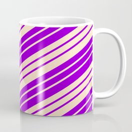 [ Thumbnail: Dark Violet and Bisque Colored Stripes/Lines Pattern Coffee Mug ]