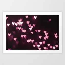 Romantic Pink Bokeh Hearts Art Print | Pink, Hearts, Romantic, Heart, Blushpink, Heartsprint, Bokehhearts, Heartsdecor, Pinklights, Heartspattern 