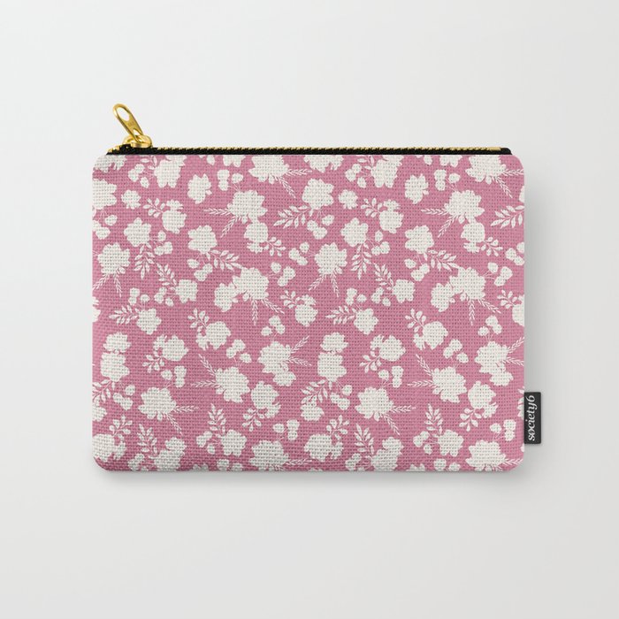 Pink Floral Splash Pattern Carry-All Pouch