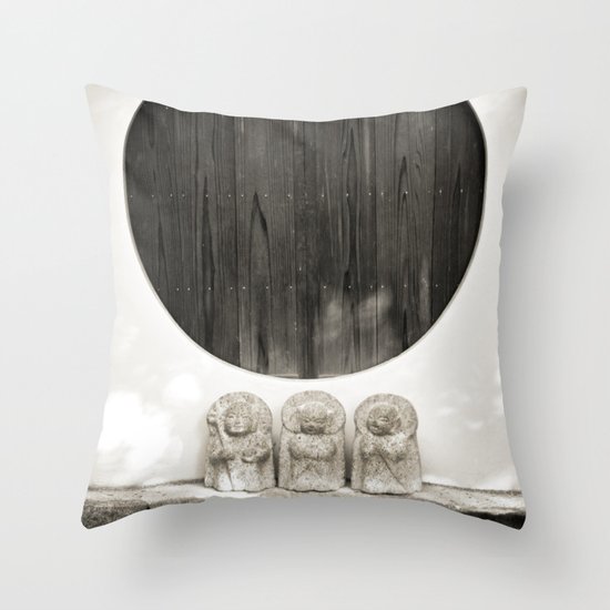 Jizo in Black and White, Kyoto Throw Pillow