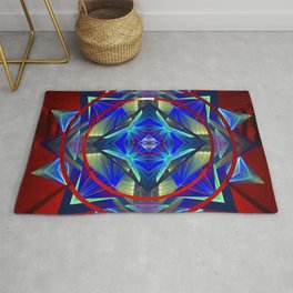 Reunited Light Rug | Hallway, Digital, Blue, Lasers, Red, Painting, Green, Mandala 