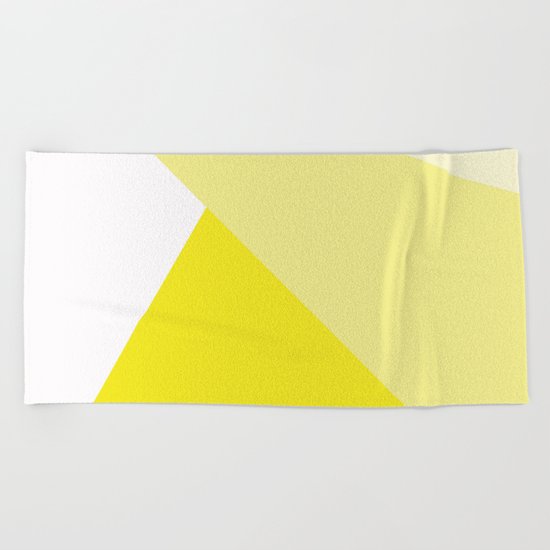 Simple Geometric Triangle Pattern- White on Yellow - Mix & Match with Simplicity of life Beach Towel
