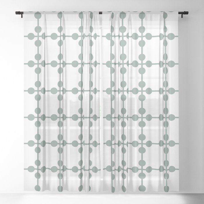 Sage Green White Sheer Curtain, Sheer White Curtains With Pattern