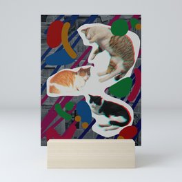 Retro Cat Collage Art Mini Art Print