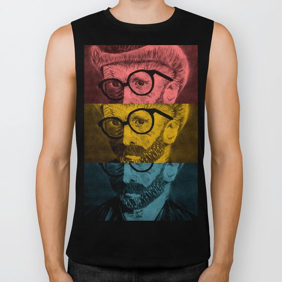 Hipster Van Gogh Biker Tank