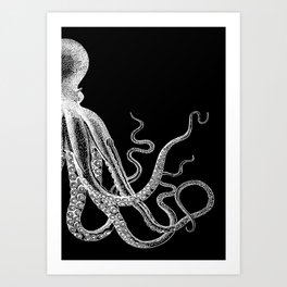 Half Octopus (Right Side) | Vintage Octopus | Diptych | Black and White | Art Print