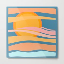 SunSeeker - Tropical Colourful Minimalistic Retro Art Pattern Design Metal Print